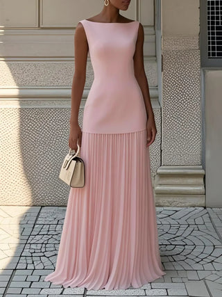 Sumire | Robe longue plissée sans manches – Rose