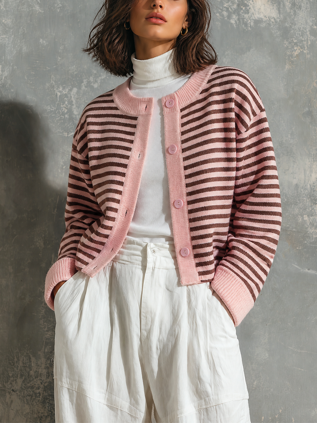 Rui – rose rayé marron