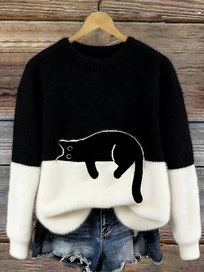 Hinata | Pull ample à motifs – Noir