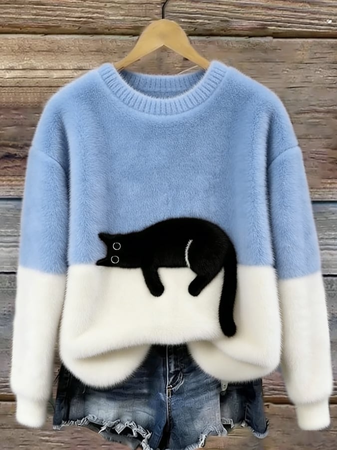 Hinata | Pull ample à motifs – Bleu clair
