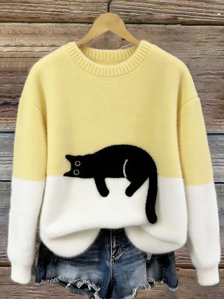 Hinata | Pull ample à motifs – Jaune
