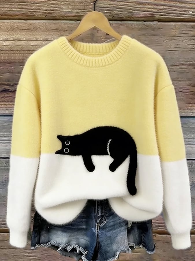 Hinata | Pull ample à motifs – Jaune