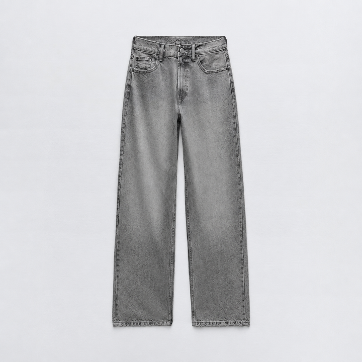 Hitomi | Jean droit déchiré effet vintage – Noir