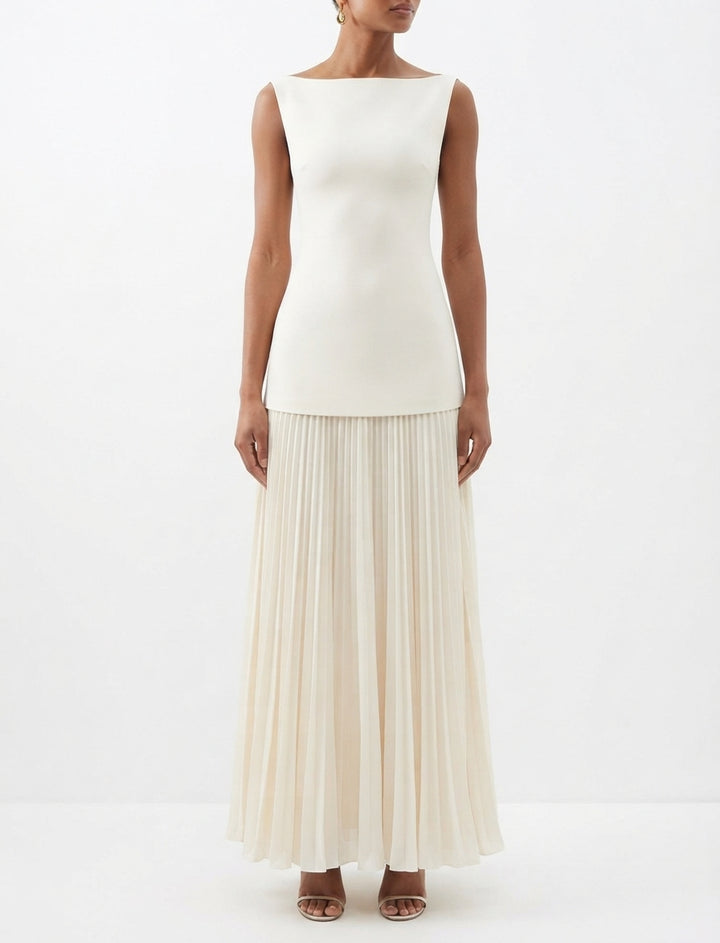 Sumire | Robe longue plissée sans manches