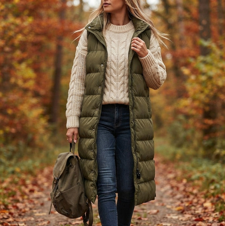 Honoka | Gilet long matelassé à capuche