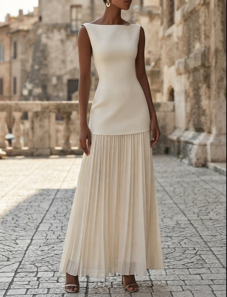 Sumire | Robe longue plissée sans manches
