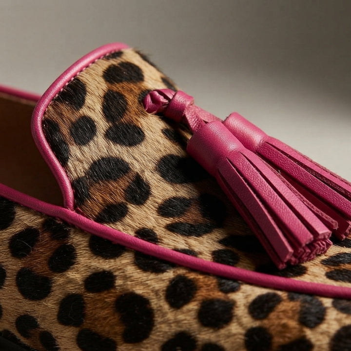 Tsubaki | Mocassins léopard rose