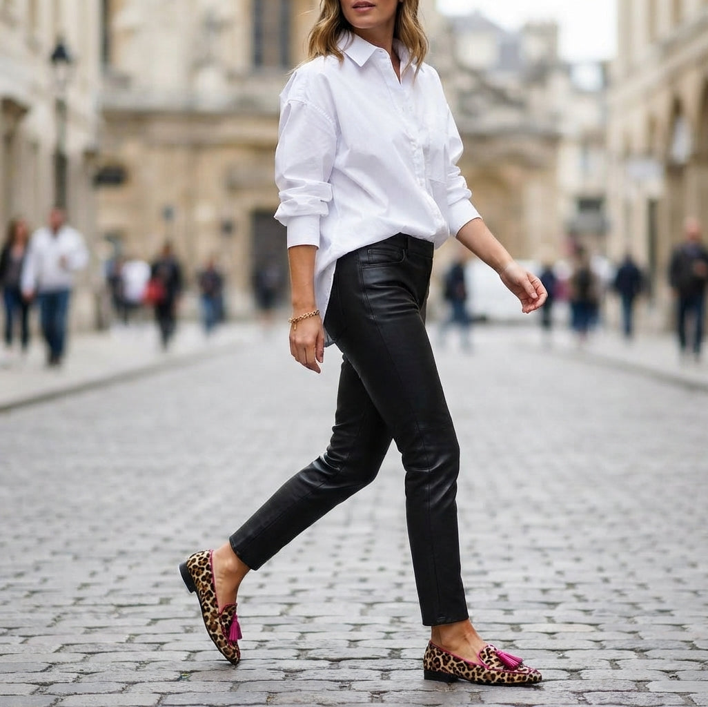Tsubaki | Mocassins léopard rose