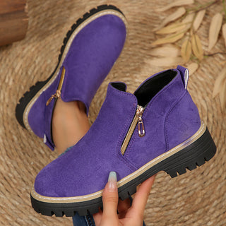 Hotaru | Bottines effet daim à double zip – Violet