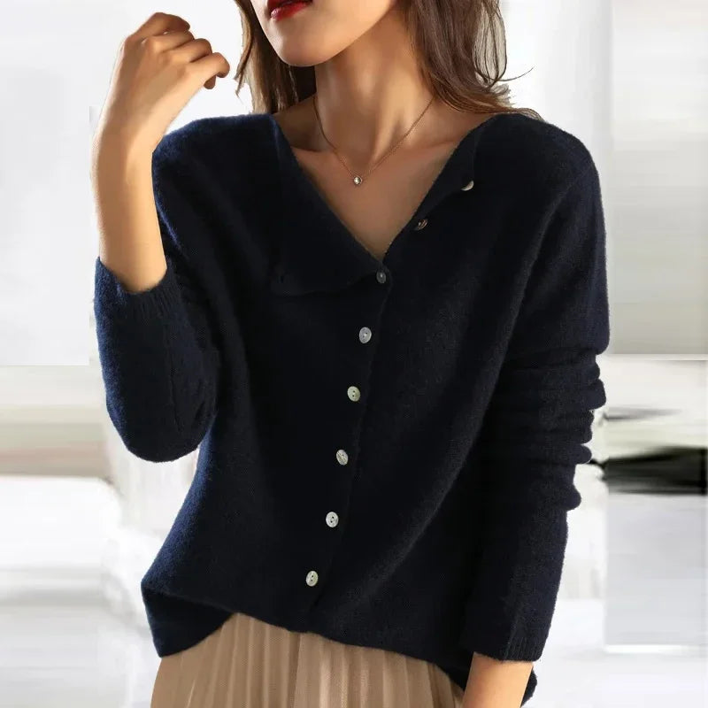 Kokoro | Pull chaud en maille texturée – Bleu marine