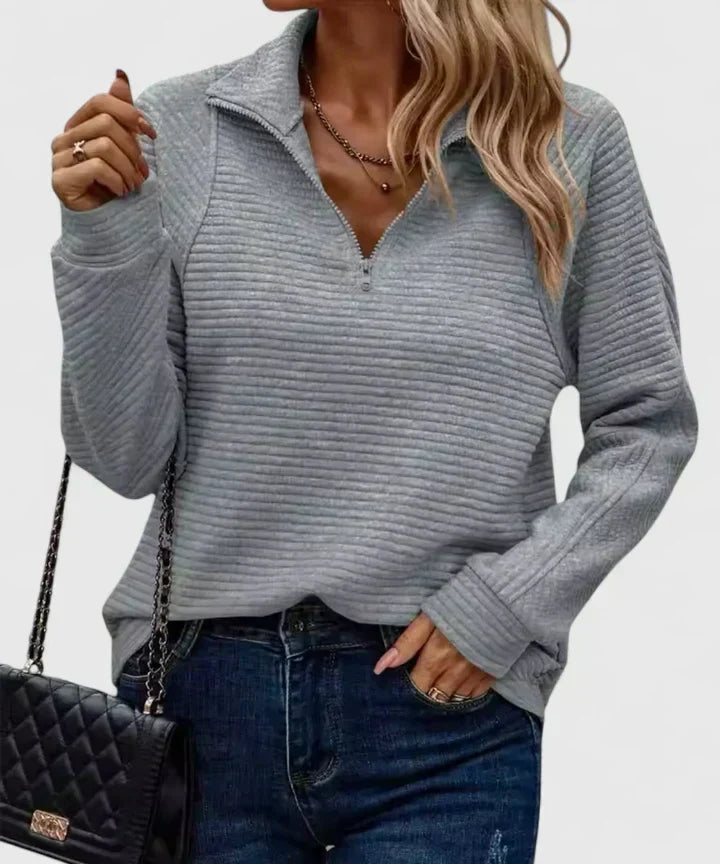 Yui | Pull doux à coupe élégante – Gris