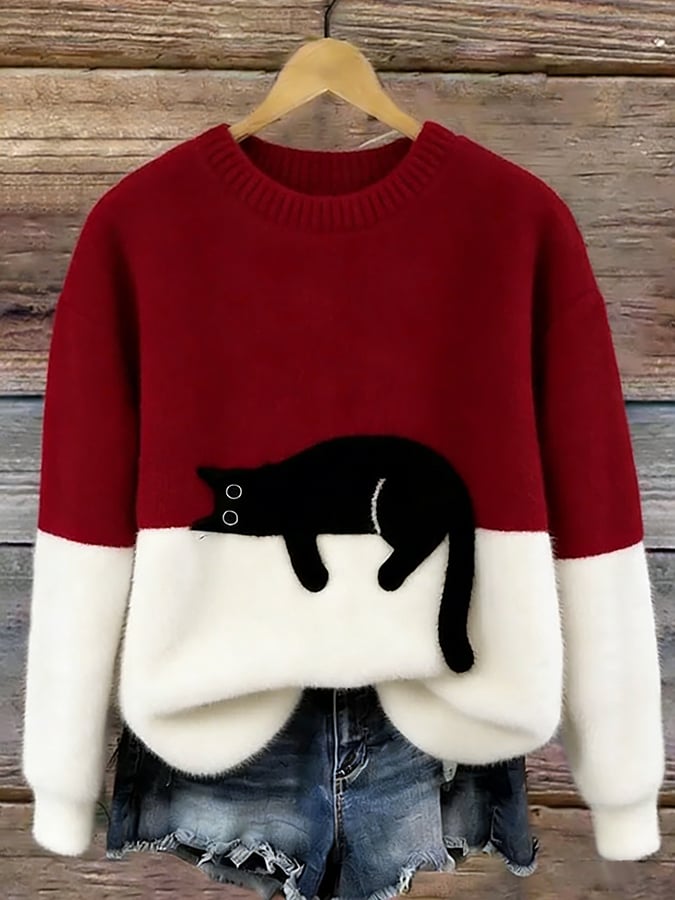 Hinata | Pull ample à motifs – Rouge