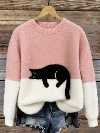 Hinata | Pull ample à motifs – Rose