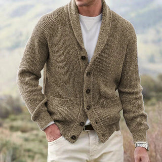 Cardigan à col châle – Kaki