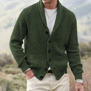 Cardigan à col châle – Vert militaire