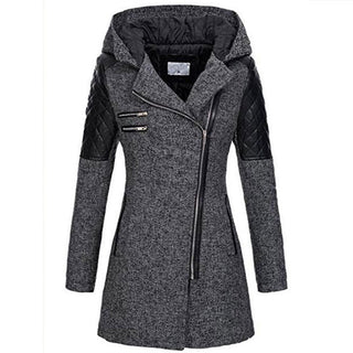 Akane | Manteau à capuche et zip asymétrique – Gris foncé