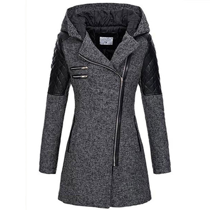 Akane | Manteau à capuche et zip asymétrique – Gris foncé