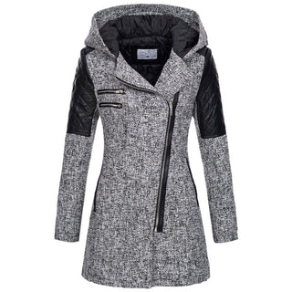 Akane | Manteau à capuche et zip asymétrique – Gris clair