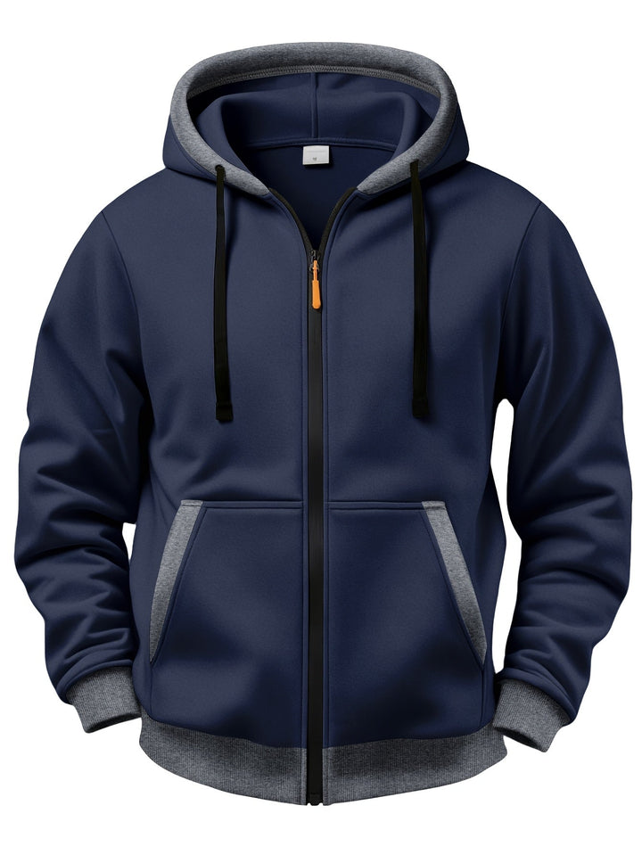 Sweat zippé à capuche – Bleu marine