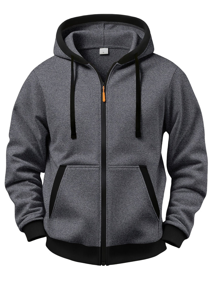 Sweat zippé à capuche – Gris foncé