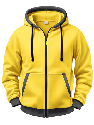 Sweat zippé à capuche – Jaune