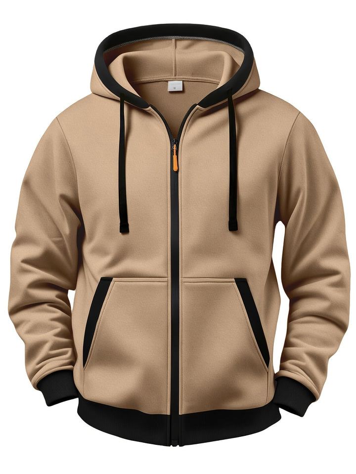 Sweat zippé à capuche – Kaki