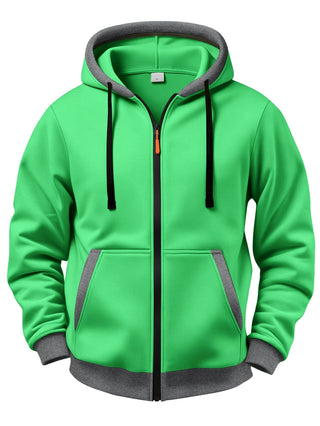 Sweat zippé à capuche – Vert foncé
