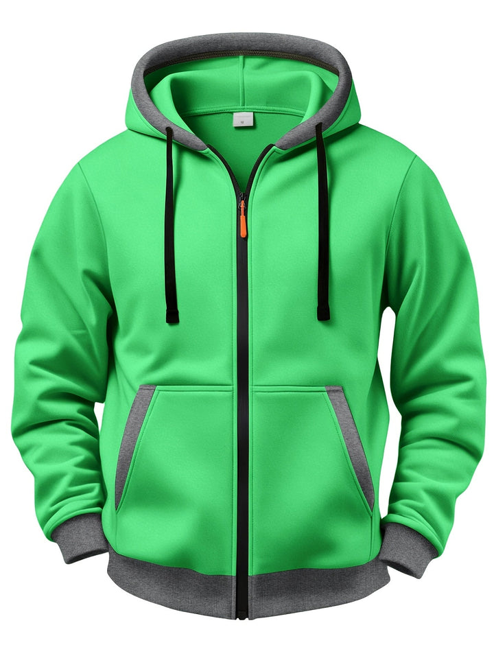 Sweat zippé à capuche – Vert foncé
