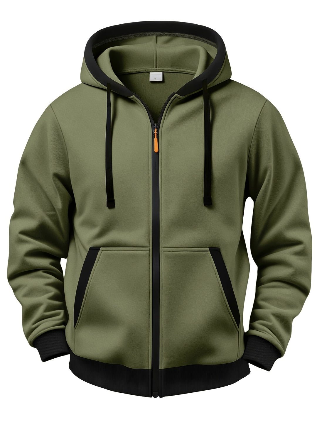 Sweat zippé à capuche – Vert olive