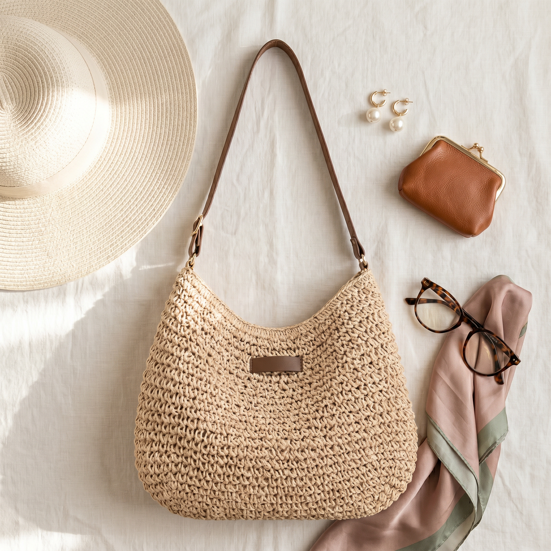 Chinatsu | Sac bandoulière plat réglable – Beige