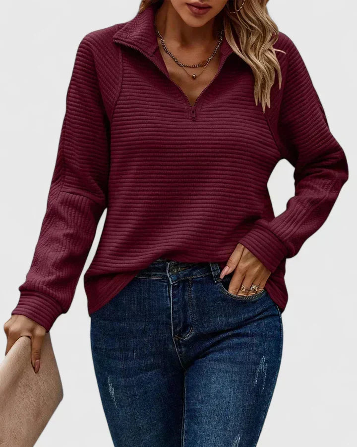 Yui | Pull doux à coupe élégante – Rouge vin