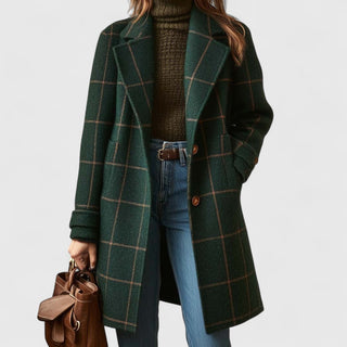 Shiori | Manteau droit à carreaux – Vert