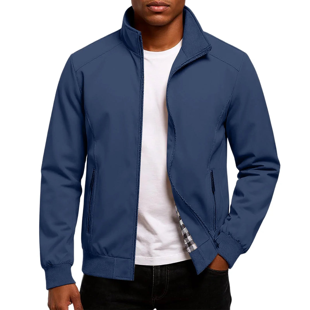 Blouson bomber à col montant – Bleu