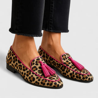 Tsubaki | Mocassins léopard rose – Léopard rose