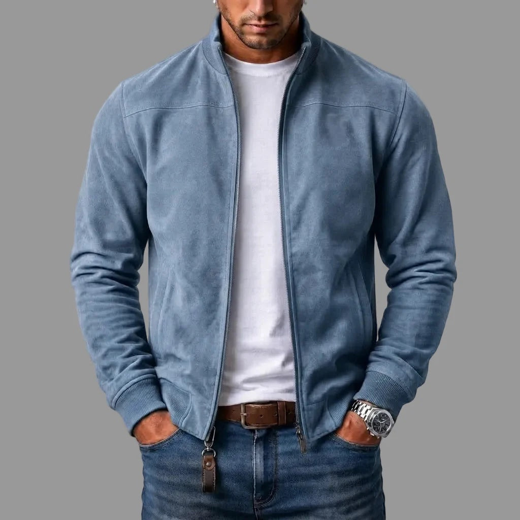 Blouson bomber effet daim – Bleu ciel