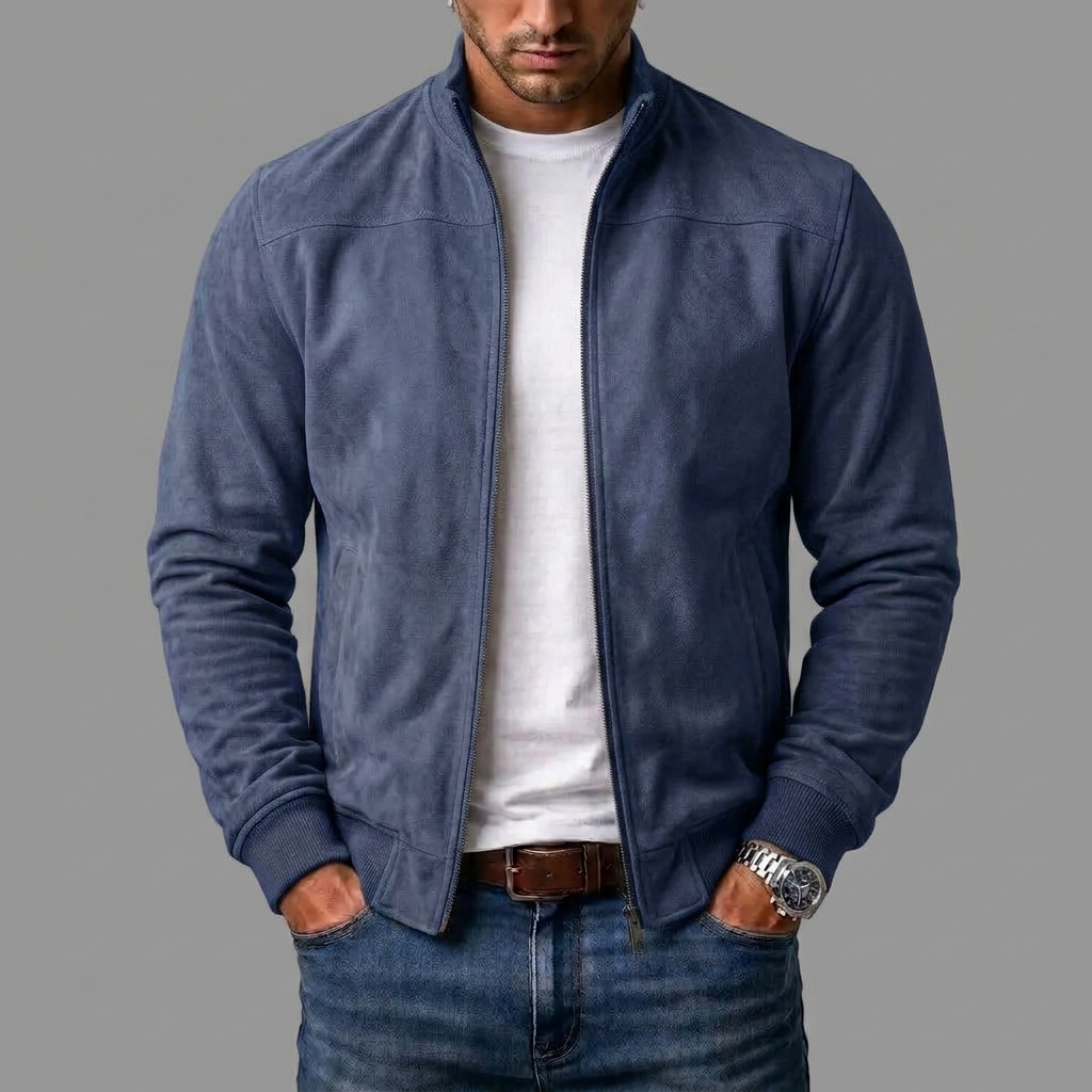 Blouson bomber effet daim – Bleu marine