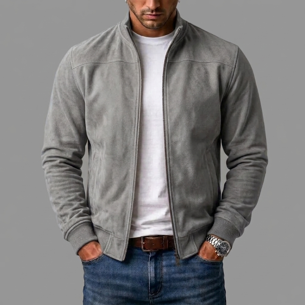 Blouson bomber effet daim – Gris