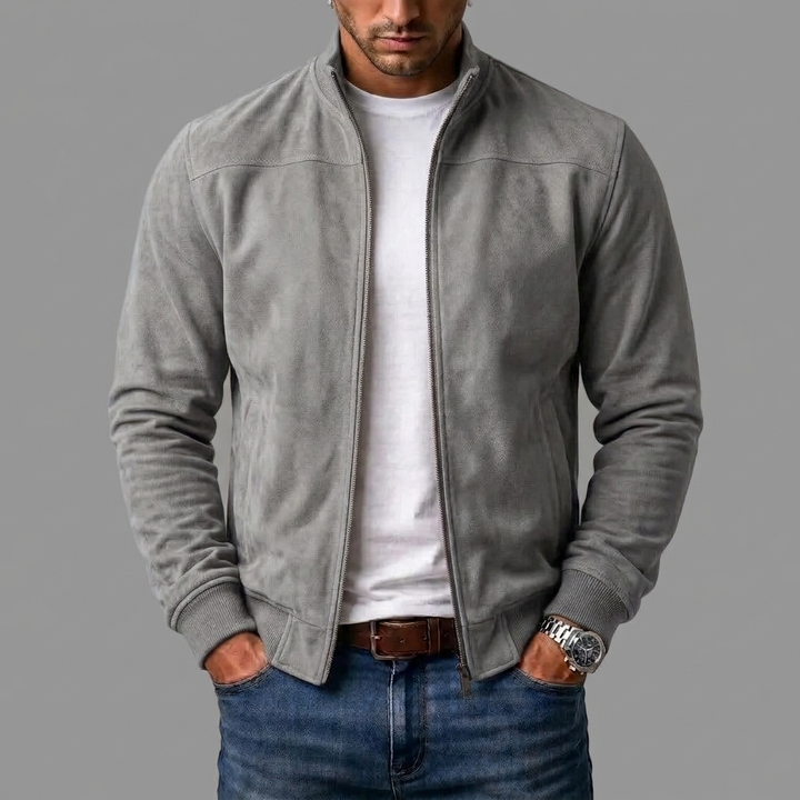 Blouson bomber effet daim – Gris
