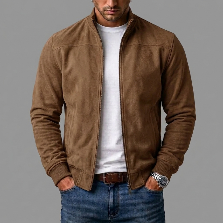 Blouson bomber effet daim – Marron