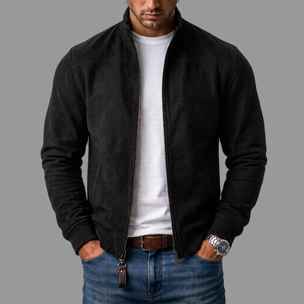 Blouson bomber effet daim – Noir