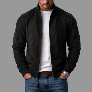 Blouson bomber effet daim – Noir