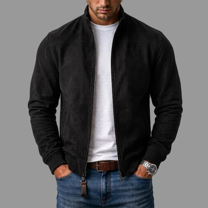Blouson bomber effet daim – Noir