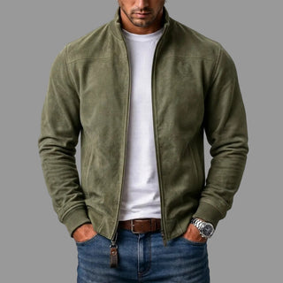 Blouson bomber effet daim – Vert olive