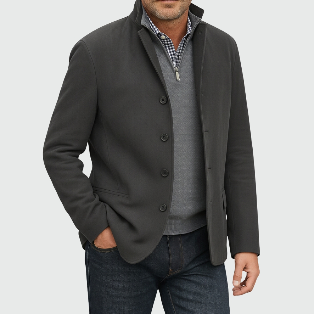 Veste effet daim boutonnée – Gris