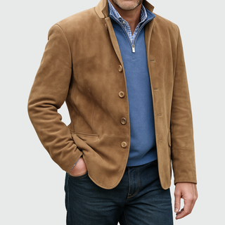 Veste effet daim boutonnée – Marron