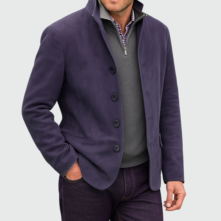 Veste effet daim boutonnée – Violet