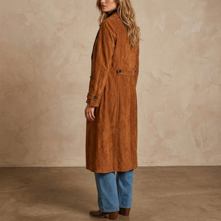 Trench croisé effet daim caramel Rina - Vue de profil