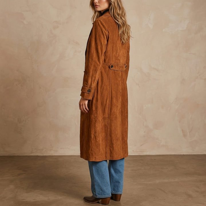 Trench croisé effet daim caramel Rina - Vue de profil