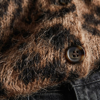 Cardigan léopard Rio - Gros plan texture maille duveteuse