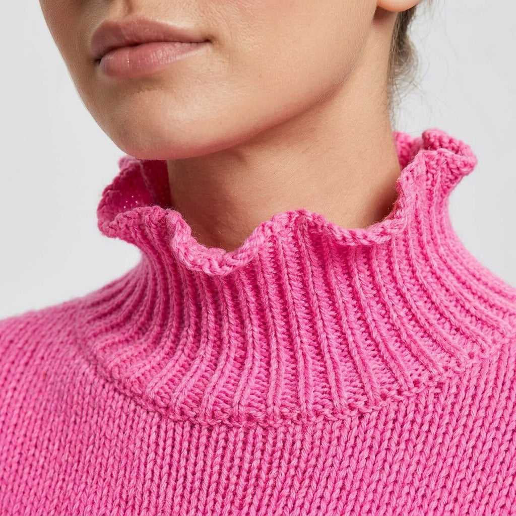 Mayu – Gros plan texture maille et finitions festonnées